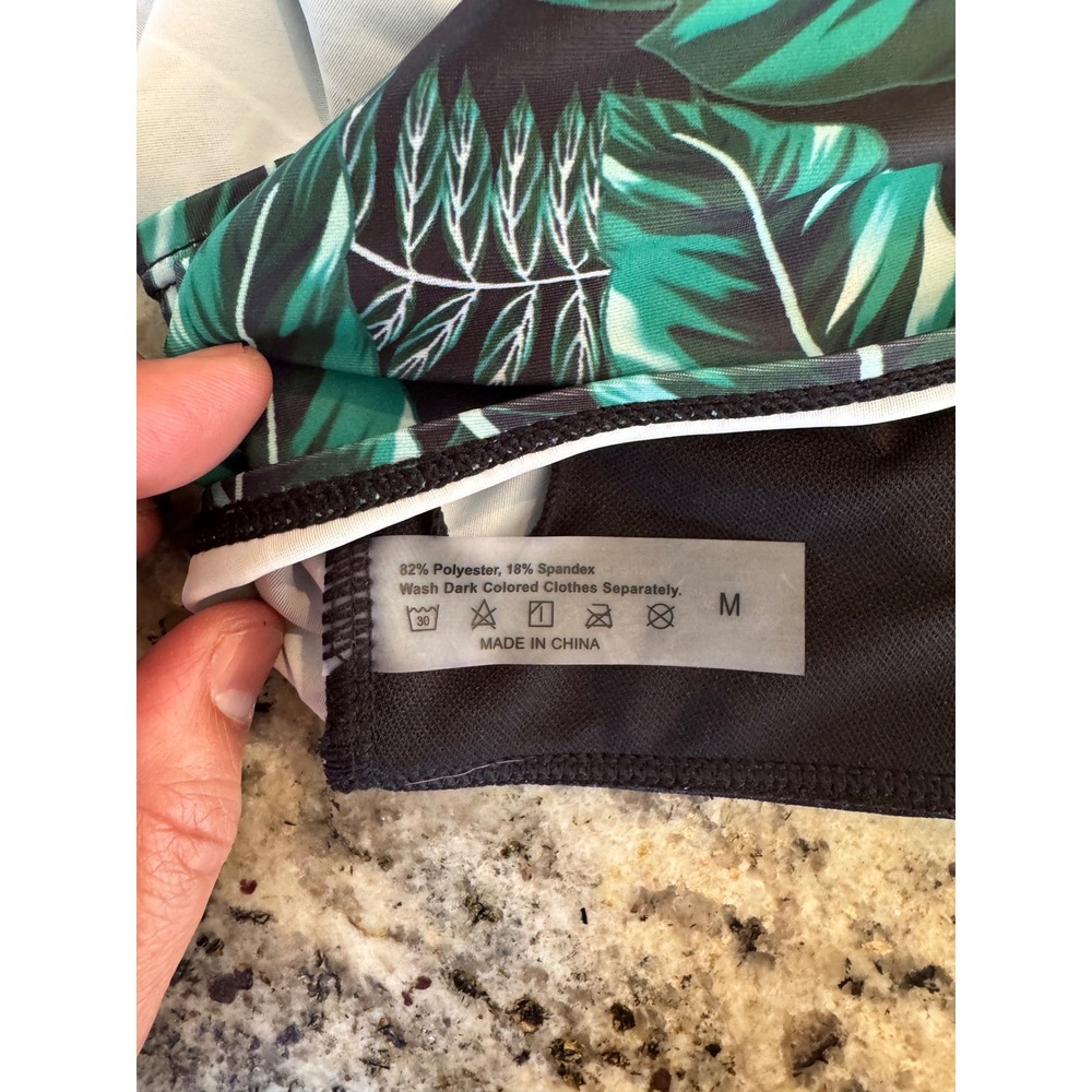 Tropical Green Leaf Ruffle High Waisted Bikini Set Two Piece Swimsuit Small - Picture 11 of 13